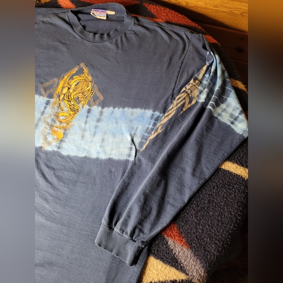 Y2K Dragon T Shirt Mens XL Long Sleeve Northcrest Blue Tie Dye Graphic Print - Picture 4 of 8